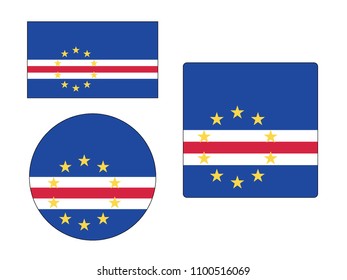 Vector illustration of Flag of Cape Verde Set