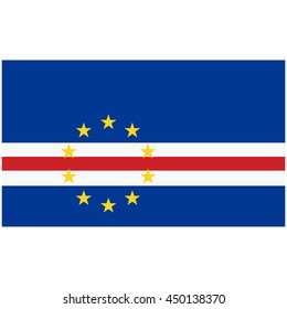 Vector illustration flag of Cape Verde icon. Rectangle national flag of Cape Verde. Cape Verde flag button