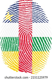 Vector illustration of the flag of Central African Republic in the shape of a footprint