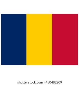 Vector illustration flag of Chad icon. Rectangle national flag of Chad. Chad flag button