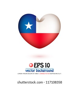 vector illustration of flag of Chile in valentine heart shape