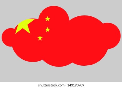 A vector illustration of the flag of China in the shape of a cloud