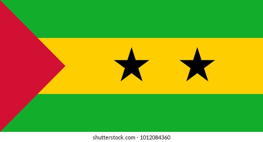 Vector Illustration Flag of São Tomé and Príncipe for continue, Flag Of São Tomé and Príncipe Isolated On White Background.