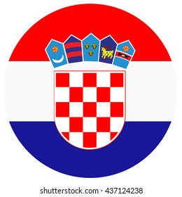 Vector illustration flag of Croatia icon. Round national flag of Croatia. Croatia flag button