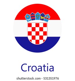 Vector illustration flag of Croatia icon. Round national flag of Croatia. Croatia flag button