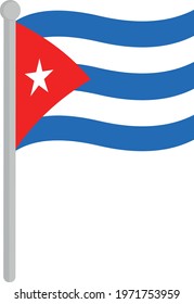 Vector illustration of the flag of Cuba with a pole