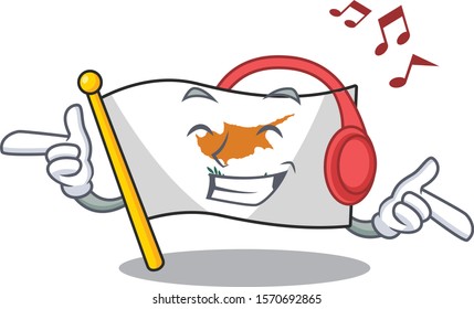 Vector illustration of flag cyprus cartoon style Listening music
