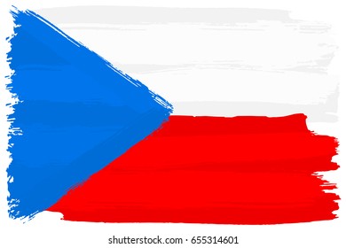 vector illustration of a flag of Czechia painted with brush strokes