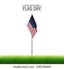 Vector Illustration of Flag Day in the United States, waving flag