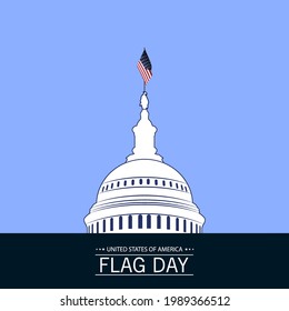 Vector Illustration of Flag Day in the United States, waving flag