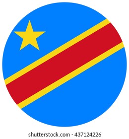 Vector illustration flag Democratic Republic of the Congo icon. Round national flag of Democratic Republic of the Congo. Democratic Republic of the Congo flag button