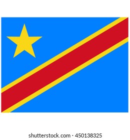 Vector illustration flag Democratic Republic of the Congo icon. Rectangle national flag of Democratic Republic of the Congo. Democratic Republic of the Congo flag button