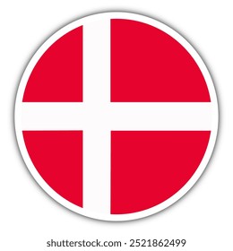 Vector illustration flag of Denmark icon. Round national flag.