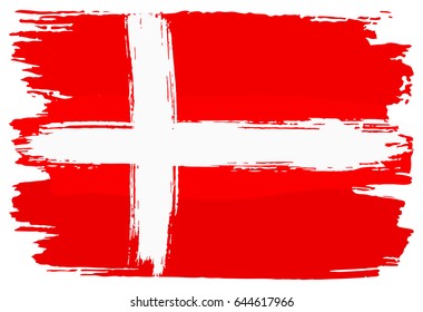 vector illustration of a flag of Denmark painted with brush strokes
