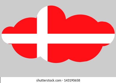A vector illustration of the flag of Denmark in the shape of a cloud