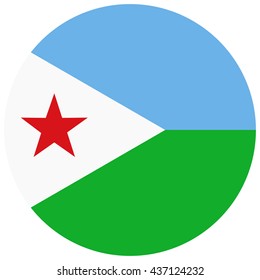 Vector illustration flag of Djibouti icon. Round national flag of Djibouti. Djibouti flag button svg