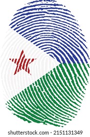 Ilustración vectorial de la bandera de Djibouti en forma de huella