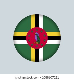 Vector illustration flag of Dominica icon, Round national flag of Dominica.