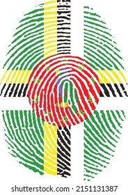 Vector illustration of the flag of Dominican Republic in the shape of a footprint