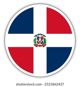 Bandera de Ilustración vectorial de la República Dominicana. Bandera nacional redonda.