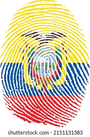 Vector illustration of the flag of Ecuador in the shape of a footprint