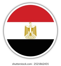 Vector illustration flag of Egypt icon. Round national flag.