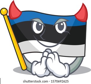 Vector illustration of flag estonia on a Devil gesture design