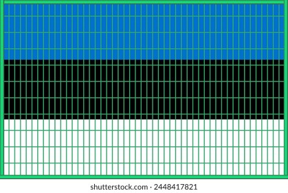 Vector illustration of the flag of Estonia under the lattice. The concept of isolationism. No war.
