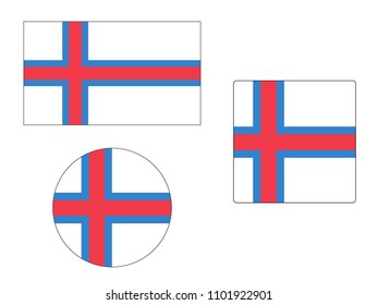 Vector illustration of Flag of Faroe Islands Set