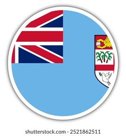 Bandera de Ilustración vectorial del ícono de Fiyi. Bandera nacional redonda.