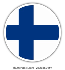 Bandera de Ilustración vectorial de Finlandia icono. Bandera nacional redonda.