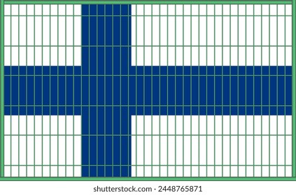 Vector illustration of the flag of Finland under the lattice. The concept of isolationism. No war.
