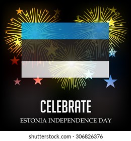 Vector illustration of a Flag and Fireworks for Estonia Independence Day.