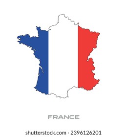 Vector illustration of the flag of France with black contours on a white background