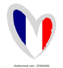 Vector Illustration. Flag of France in the form of heart.