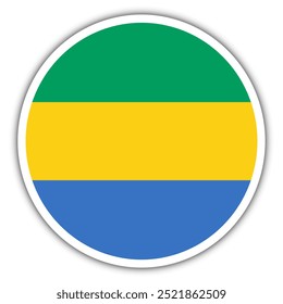 Bandera de Ilustración vectorial del ícono de Gabón. Bandera nacional redonda.