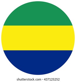 Vector illustration flag of Gabon icon. Round national flag of Gabon. Gabon flag button