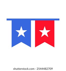 Vector illustration of a flag garland from the collection of American flag-themed icons. A celebration of American culture and identity. Independence Day celebrations, a decorative element in an