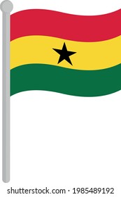 Ilustración vectorial de la bandera de Ghana en un poste