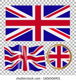 Vector illustration of the flag of Great Britain. Isolated image of the options of the flag of Great Britain . Element for decoration.