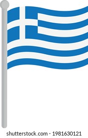 Ilustración vectorial de la bandera de grecia en un poste