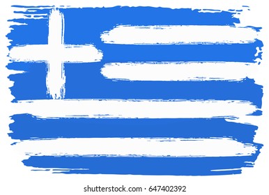 vector illustration of a flag of Greece painted with brush strokes