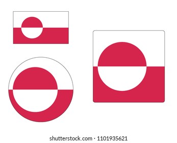 Vector illustration of Flag of Greenland Set