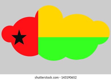 A vector illustration of the flag of Guinea Bissau in the shape of a cloud