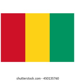 Vector illustration flag of Guinea icon. Rectangle national flag of Guinea. Guinea flag button