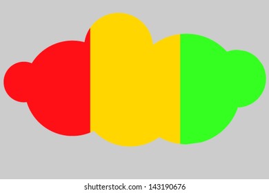 A vector illustration of the flag of Guinea in the shape of a cloud