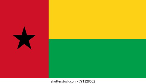 Vector Illustration Flag of Guinea-Bissau for continue, Flag Of Guinea-Bissau Isolated On White Background.