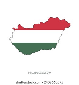 Vector illustration of the flag of Hungry with black contours on a white background
