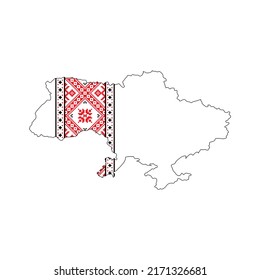 Vektorgrafik der Flagge auf der Karte der Ukraine, besticktes Hemd