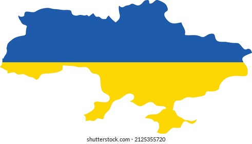 Vektorgrafik der in die Karte der Ukraine integrierten Flagge